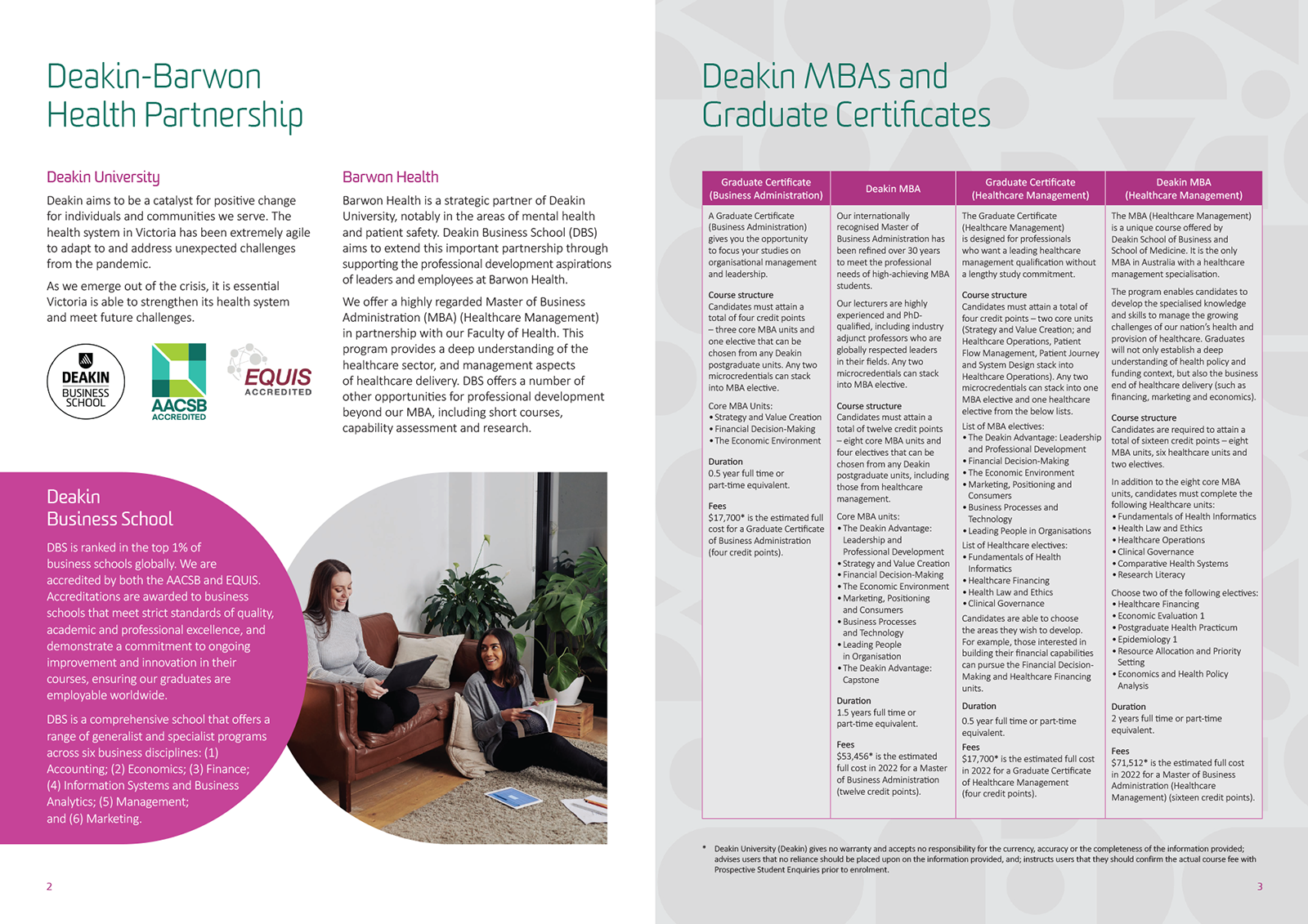MBA degree brochure spread 1
